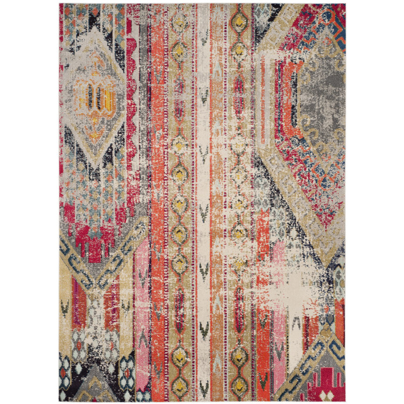 Bungalow Rose Alfred Abstract Grey/Orange/Pink Area Rug & Reviews Wayfair